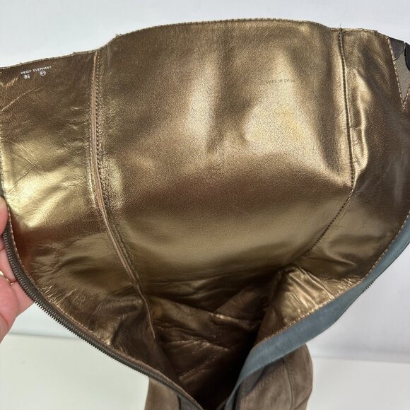 Donald Pliner Heidy Elephant Wedge Suede Leather Tall Boot Brown Women Size 8.5 - Picture 16 of 16